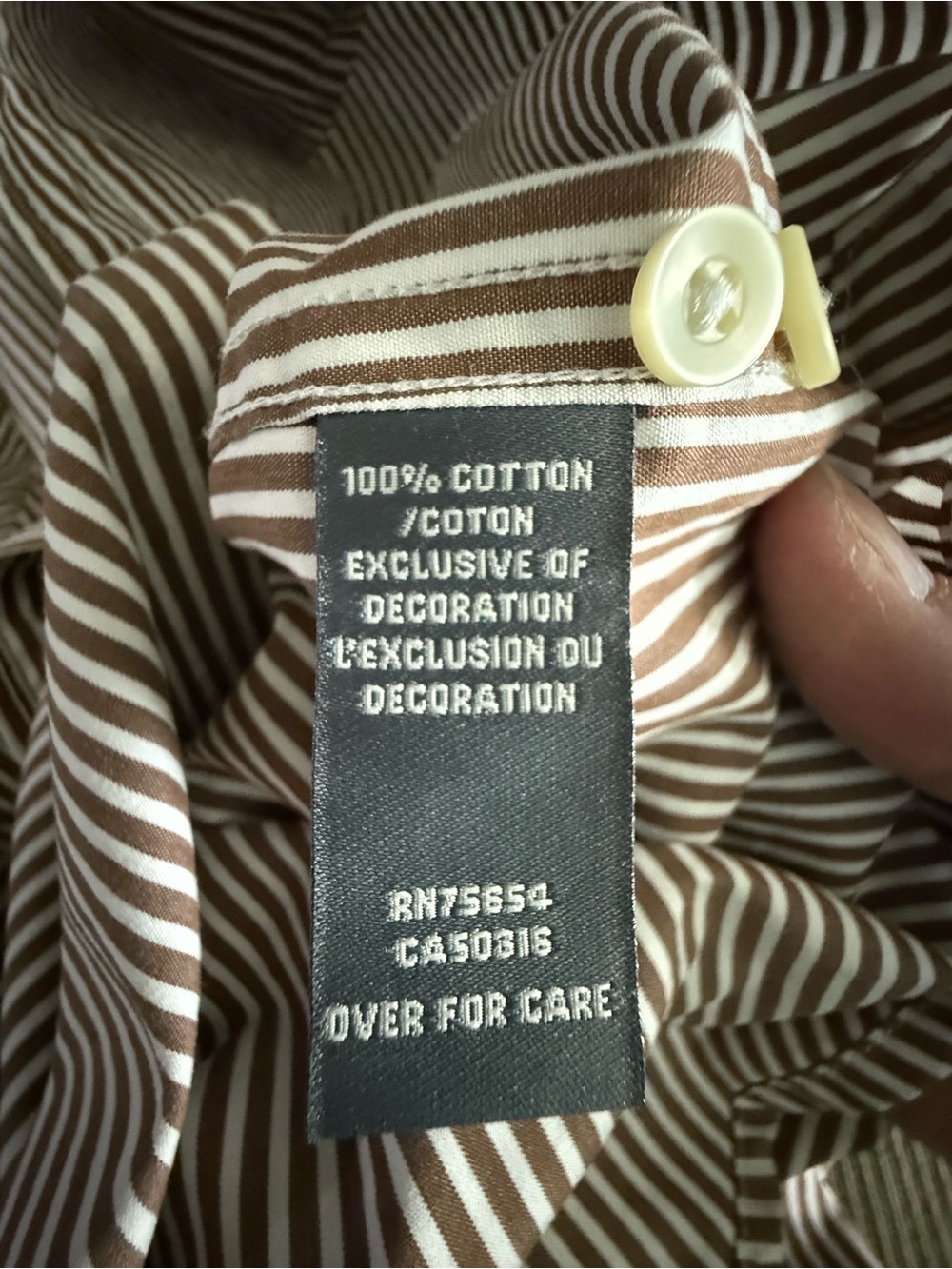 Abercrombie & Fitch Mens Brown/White Striped Muscle Fit Long Sleeve Button-Down - Picture 5 of 7